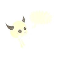 cartoon spooky skull with speech bubble N147