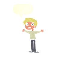cartoon enthusiastic man with speech bubble N10