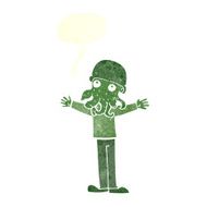 cartoon alien squid face man with speech bubble N10