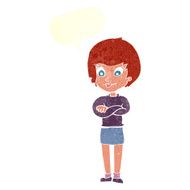 cartoon proud woman with speech bubble N27