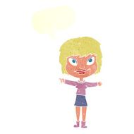 cartoon woman pointing with speech bubble N213