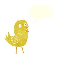 cartoon tweeting bird with speech bubble N6