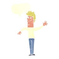 cartoon happy waving man with speech bubble N10