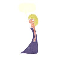 cartoon woman pulling photo face with speech bubble N10