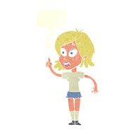 cartoon woman asking question with speech bubble N29