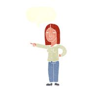 cartoon woman pointing with speech bubble N214