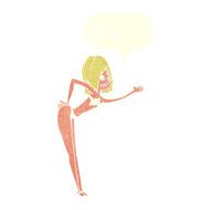 cartoon woman in bikini with speech bubble N51