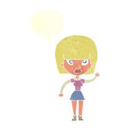 cartoonw woman waving with speech bubble N2