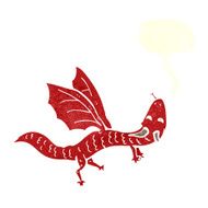 cartoon little dragon with speech bubble N5