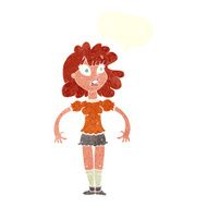 cartoon pretty girl with shocked expression speech bubble N10