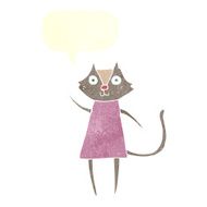 cute cartoon cat waving with speech bubble N2