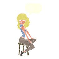 cartoon woman striking pose with speech bubble N9