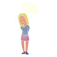 cartoon woman waiting with speech bubble N20