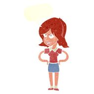 cartoon annoyed woman with hands on hips speech bubble N10