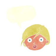 cartoon surprised female face with speech bubble N61
