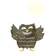cartoon happy owl with speech bubble N10