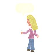 cartoon woman with open arms speech bubble N97