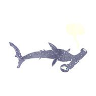 cartoon hammerhead shark with speech bubble N10