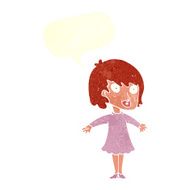 cartoon woman wearing dress with speech bubble N10