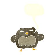 cartoon suspicious owl with speech bubble N10