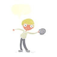 cartoon man tipping hat with speech bubble N10