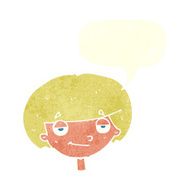 cartoon smug looking boy with speech bubble N10