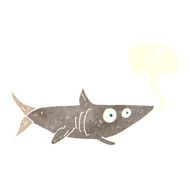 cartoon happy shark with speech bubble N10