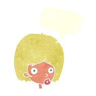 cartoon surprised female face with speech bubble N62