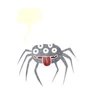 cartoon gross halloween spider with speech bubble N19