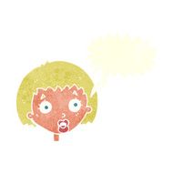 cartoon surprised female face with speech bubble N63