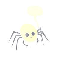 cartoon spooky halloween skull spider with speech bubble N10