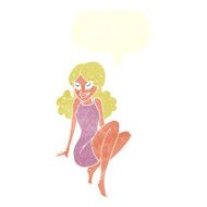 cartoon attractive woman posing with speech bubble N10