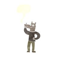 cartoon werewolf with idea speech bubble N6