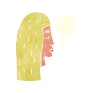 cartoon female face profile with speech bubble N10