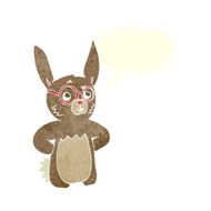 cartoon rabbit wearing spectacles with speech bubble N10