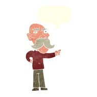cartoon annoyed old man pointing with speech bubble N10