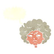 cartoon bitter old woman with speech bubble N20