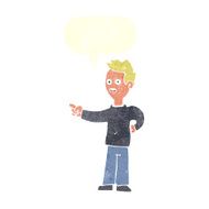 cartoon shocked boy pointing with speech bubble N10