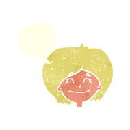 cartoon happy female face with speech bubble N181