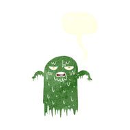 cartoon slimy ghost with speech bubble N6
