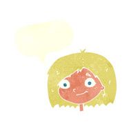 cartoon happy female face with speech bubble N182