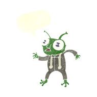 cartoon alien spaceman with speech bubble N20