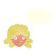 cartoon happy female face with speech bubble N183