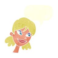 cartoon happy female face with speech bubble N184