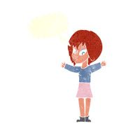 cartoon woman with open arms speech bubble N98