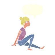 cartoon woman sitting with speech bubble N20