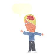cartoon man with brain speech bubble N10