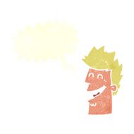 cartoon happy man with speech bubble N458
