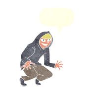 cartoon mischievous boy in hooded top with speech bubble N10