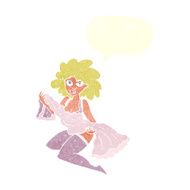 cartoon woman changing with speech bubble N10